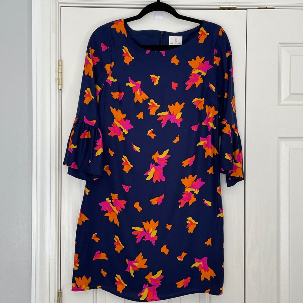 Julie Brown Navy Floral Print Dress - Size 6